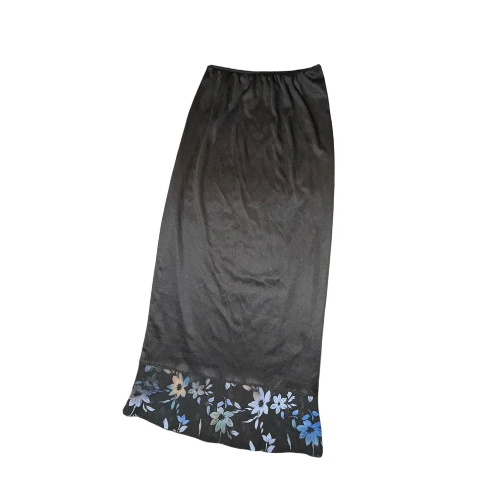 Vintage Maxi Skirt Womens Small Black Floral Chiffon Mesh Layered 90s Whimsigoth